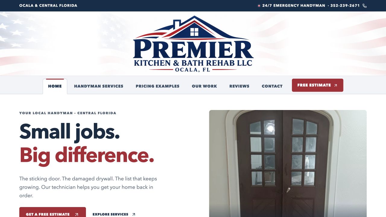 Premier Kitchen & Bath Rehab website homepage